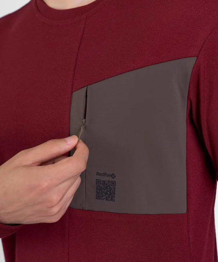 Футболка с длинным рукавом QR LS Мужская (S, 1100/бордовый, , , , , )
